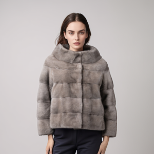 Μίνκ τζάκετ σε ασημί χρώμα SF-0890